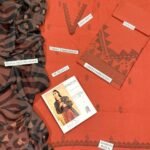3 Pcs Embroidered Premium Lawn Suit Brown