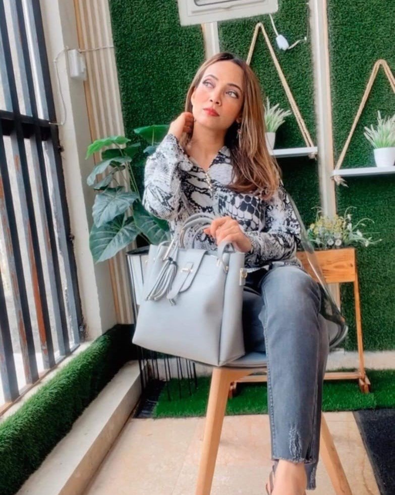 Grey Color Handbag Model