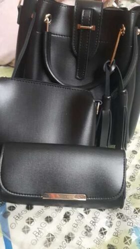 3Pcs Alexa Black Women's PU Leather HandBag photo review